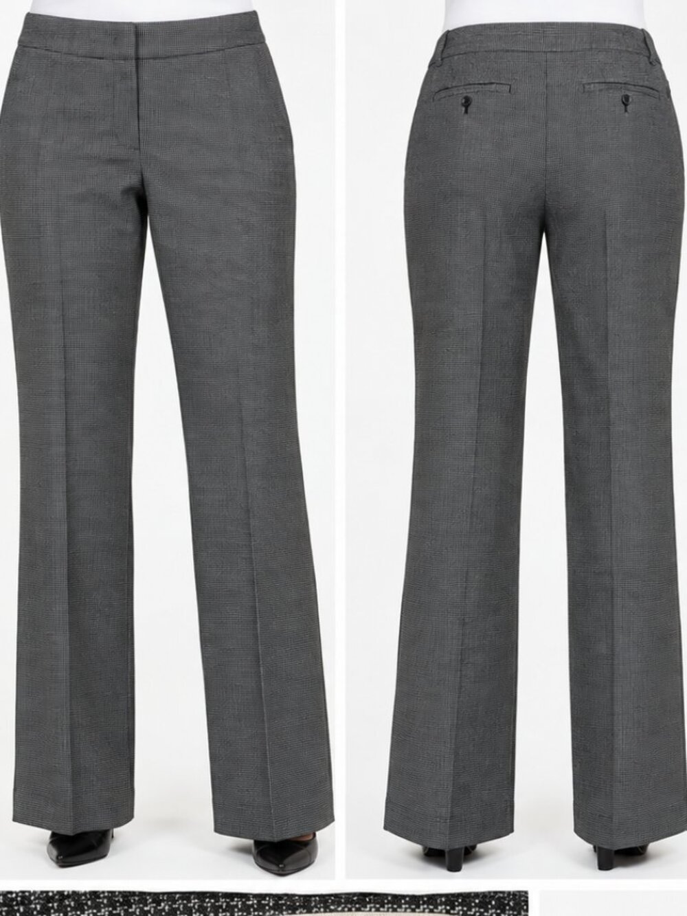 LOFT Curvy Women’s Gray Black Micro Houndstooth Dress Pants Trousers - Size 14